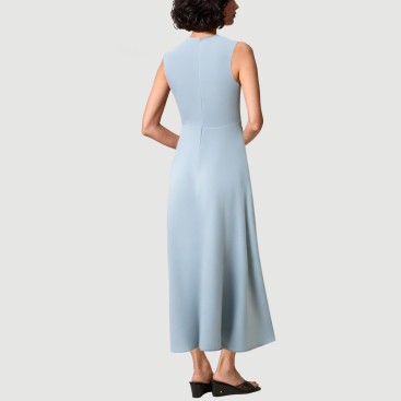 Beige thin strap pleated long skirt