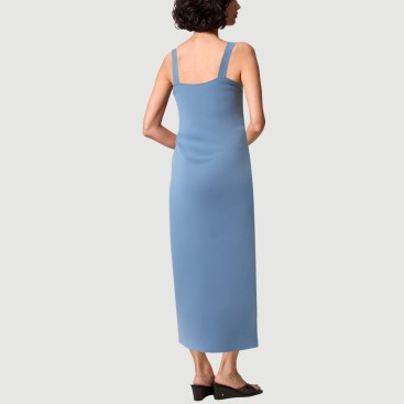 Blue collarless spaghetti strap maxi dress