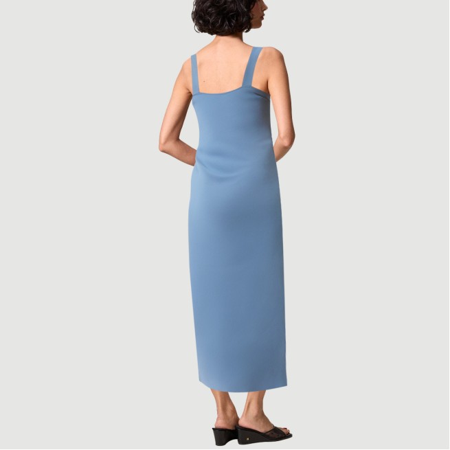 Blue collarless spaghetti strap maxi dress