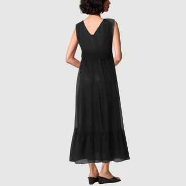 V-neck ruffle-front sleeveless maxi dress