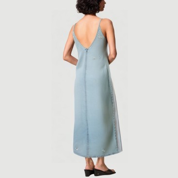 Denim blue ripped shoulder dress