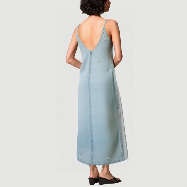 Denim blue ripped shoulder dress