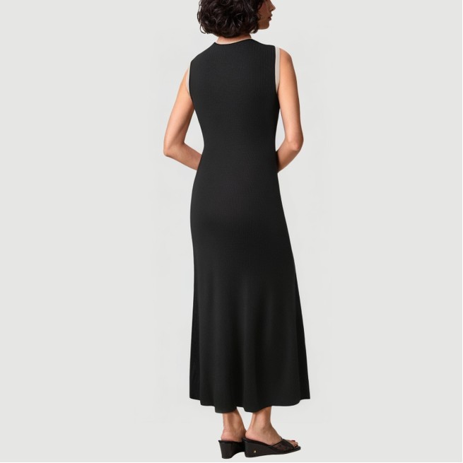 Colorblock V-neck knitted maxi skirt