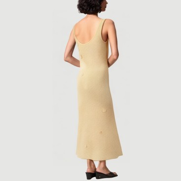 French holiday style solid color floral maxi dress