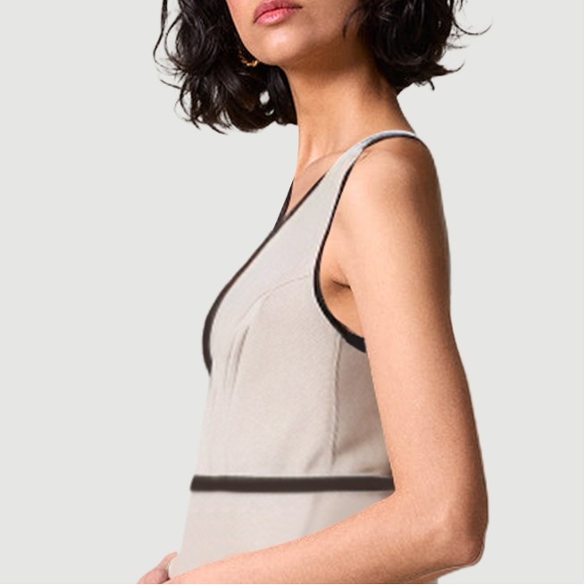 Elegant plaid V-neck sleeveless maxi dress