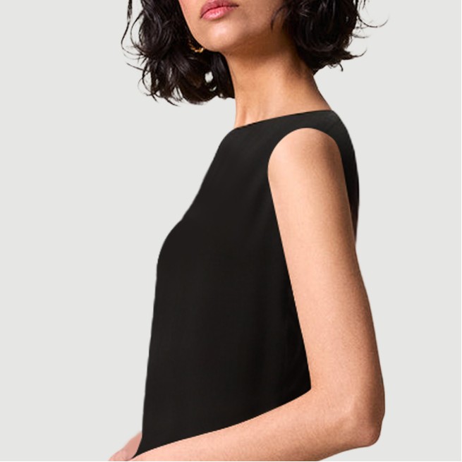 Slit Waist Fitted Sleeveless Dress