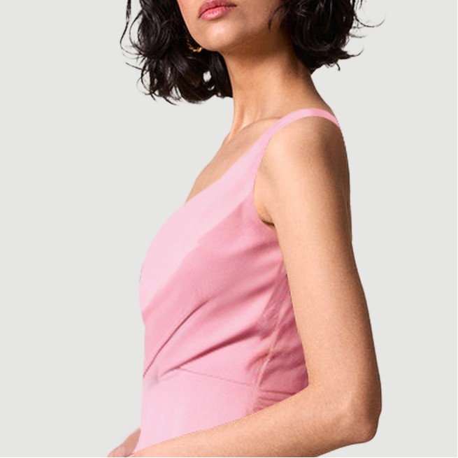Pink Thin Strap Zipper Back Maxi Dress