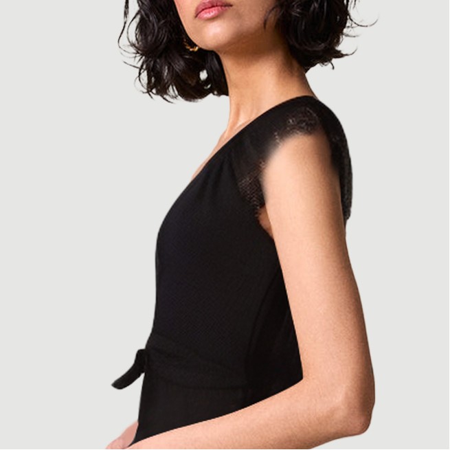 V-neck ruffle-front sleeveless maxi dress