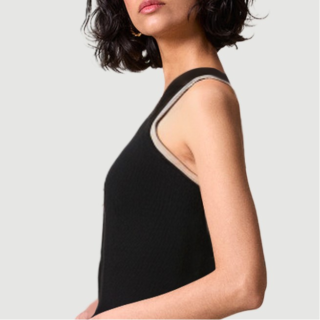 Colorblock V-neck knitted maxi skirt