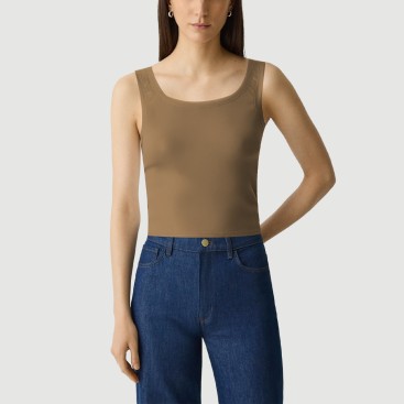 Retro split square neck camisole