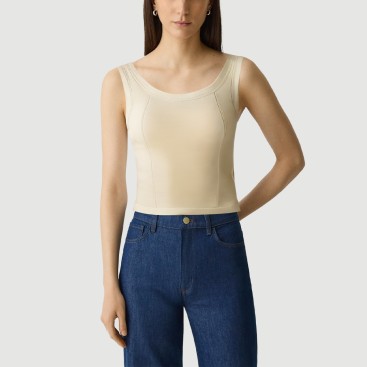 Herringbone pattern short round neck camisole