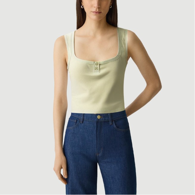 Double-button square-neck slim-fit vest