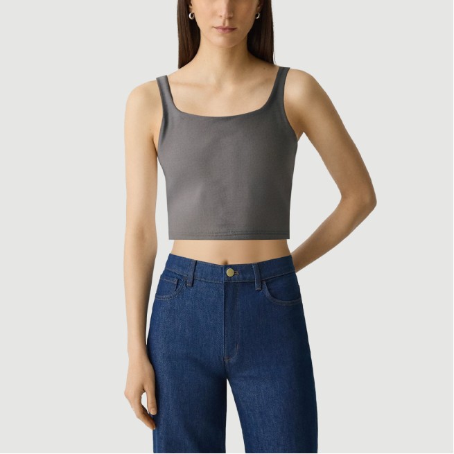 Retro hollow square neck short vest