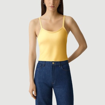 Women's knitted lace trim camisole
