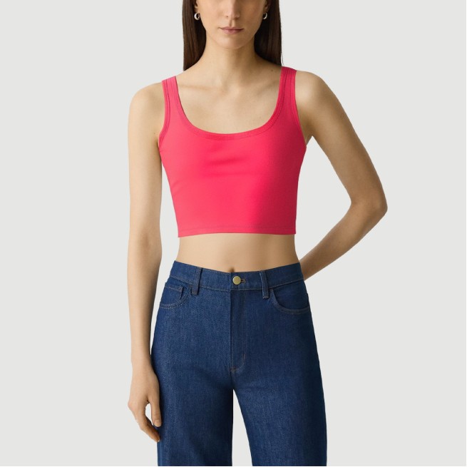 Rose Red Slim Sleeveless Cropped Sports Vest