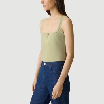 Double-button square-neck slim-fit vest