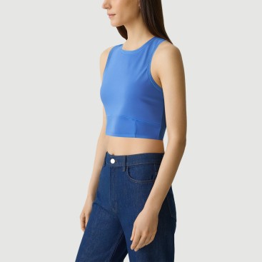 Retro hollow round neck short sports vest