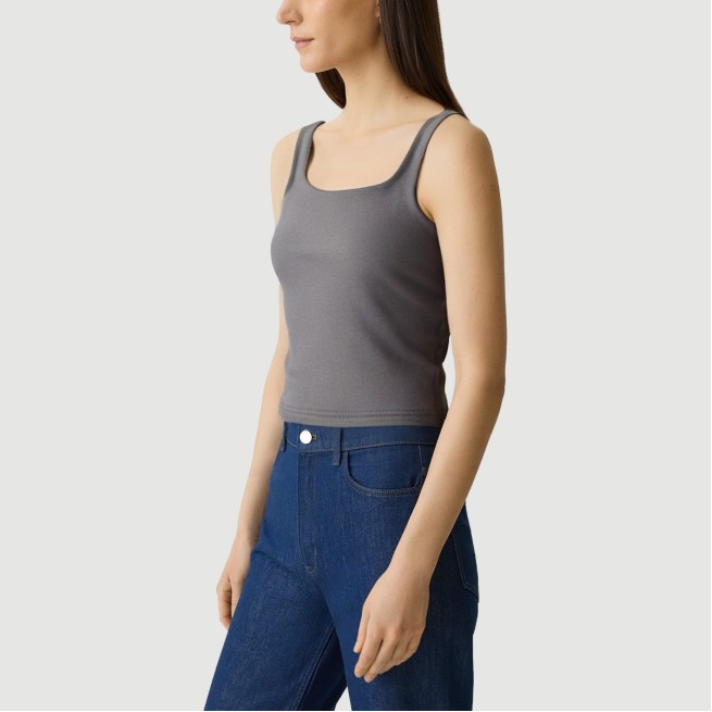 Retro hollow square neck short vest