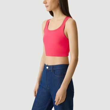Rose Red Slim Sleeveless Cropped Sports Vest