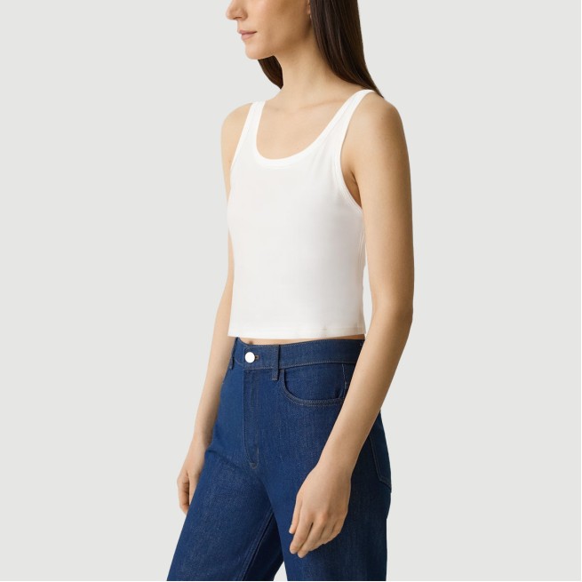 White slim-fit sleeveless cropped sports vest