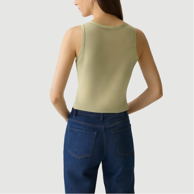 Double-button square-neck slim-fit vest