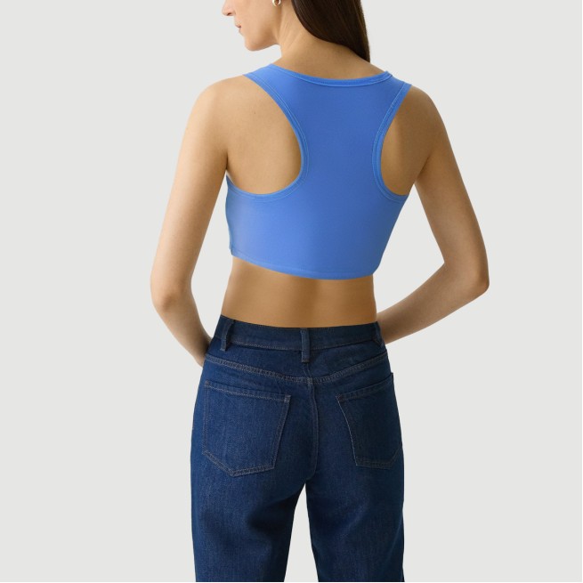 Retro hollow round neck short sports vest