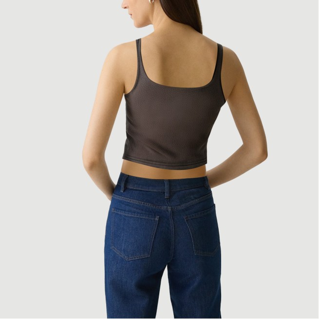 Retro hollow square neck short vest