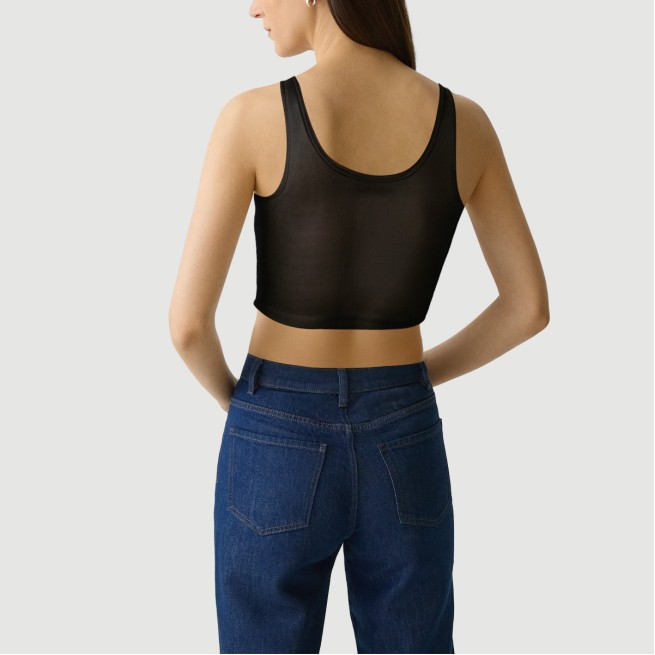 Off-the-shoulder sleeveless cropped vest