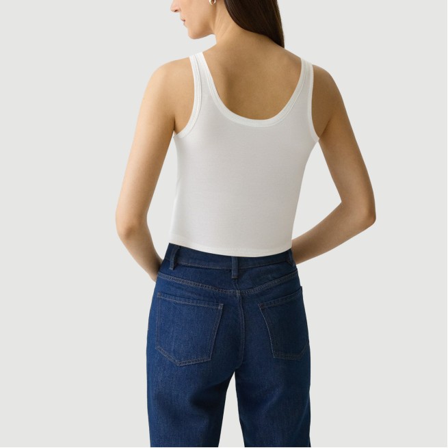 White slim-fit sleeveless cropped sports vest