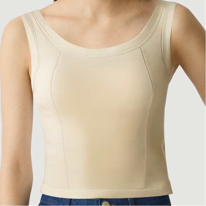Herringbone pattern short round neck camisole