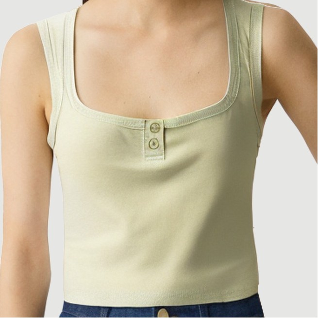 Double-button square-neck slim-fit vest