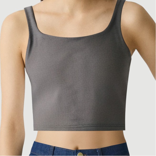 Retro hollow square neck short vest