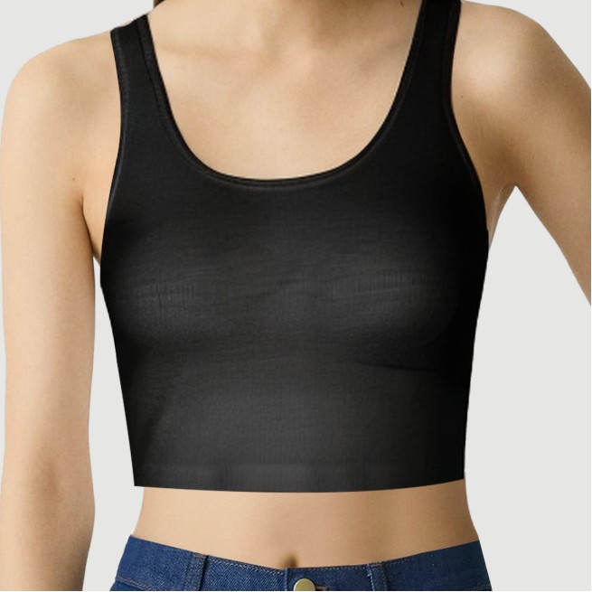 Off-the-shoulder sleeveless cropped vest