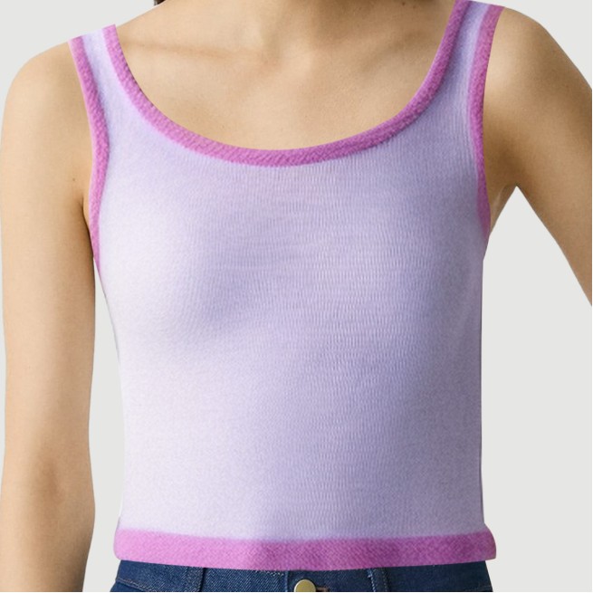 Retro patchwork square neck short camisole