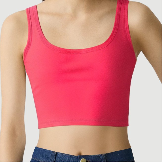 Rose Red Slim Sleeveless Cropped Sports Vest